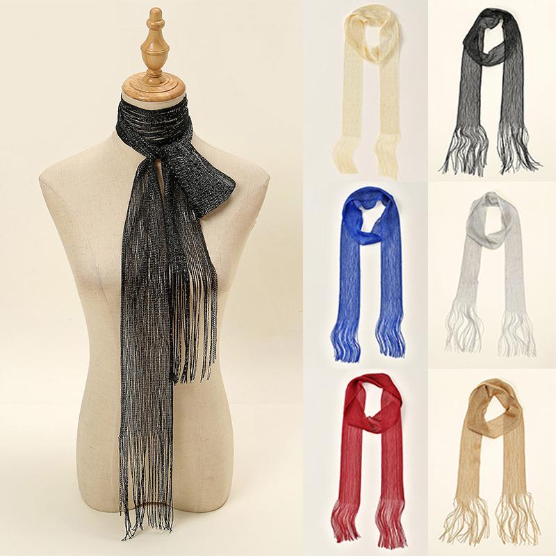 Professional Scarf Sunscreen Neck Shawl Gold Silver Bright Silk Scarves Lace Tassel Party Evening Dress Scarf For Women