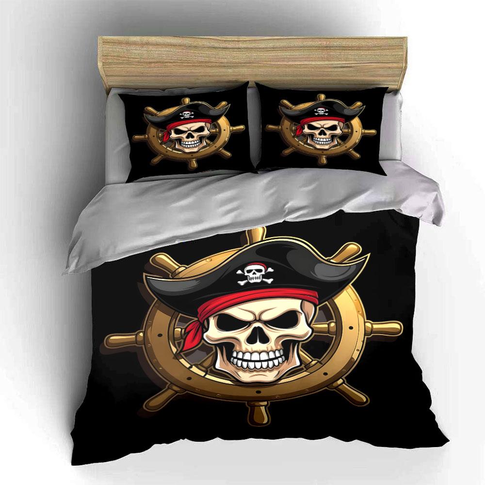 "Pirate Skull Adventure Vibes" Bedding Sets Duvet Covers Pillowcases(1* Duvet Cover 2* Pillowcases Without Duvet Insert)
