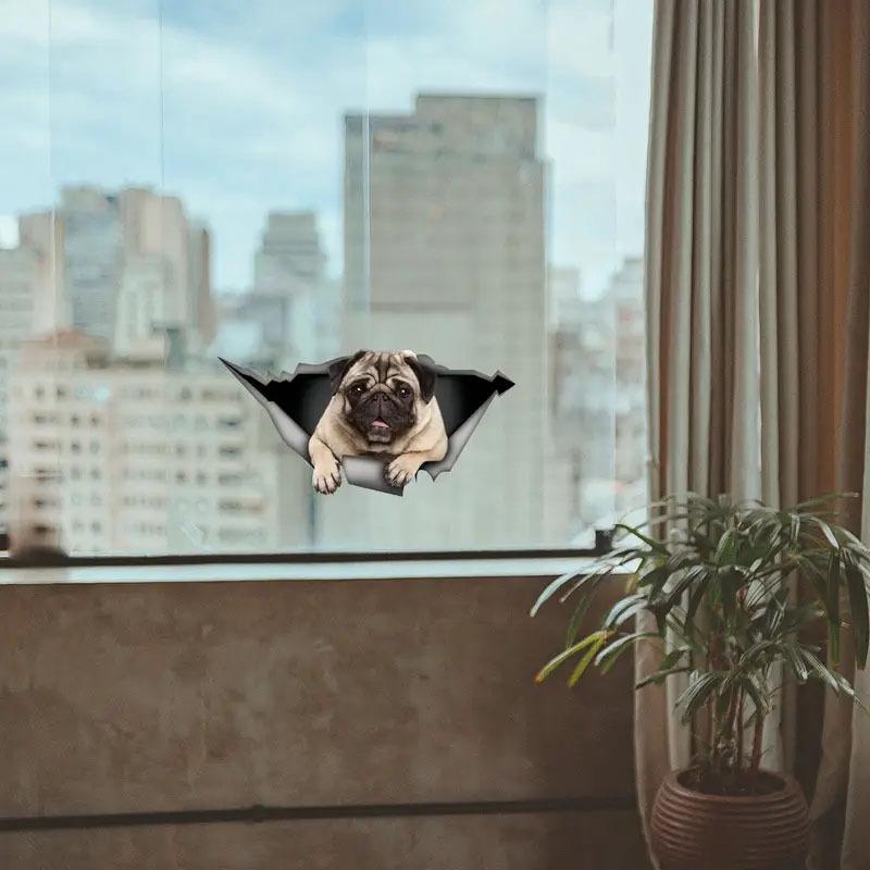 3D Pug Car Sticker - Waterproof, Durable, Creative Decorative Pet Design