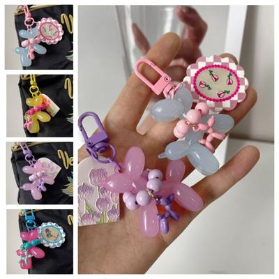 Couple Dog Keychain Tulip Pendant Jelly Dog Keyring Kawaii Acrylic Cute Creative Balloon Colorful Hanging Accessory