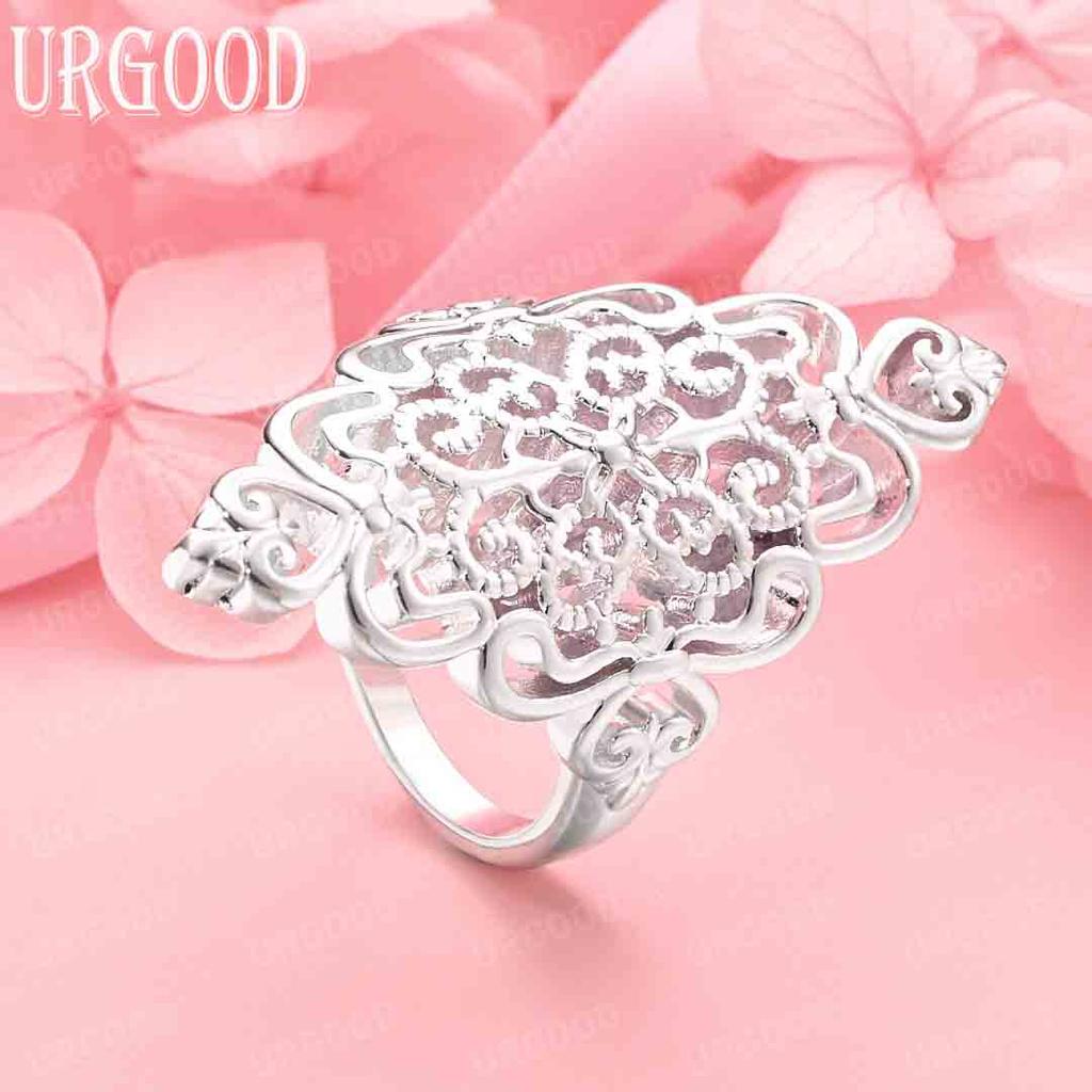 925 Sterling Silver Charm Pattern Ring Woman Wedding Fashion Jewelry