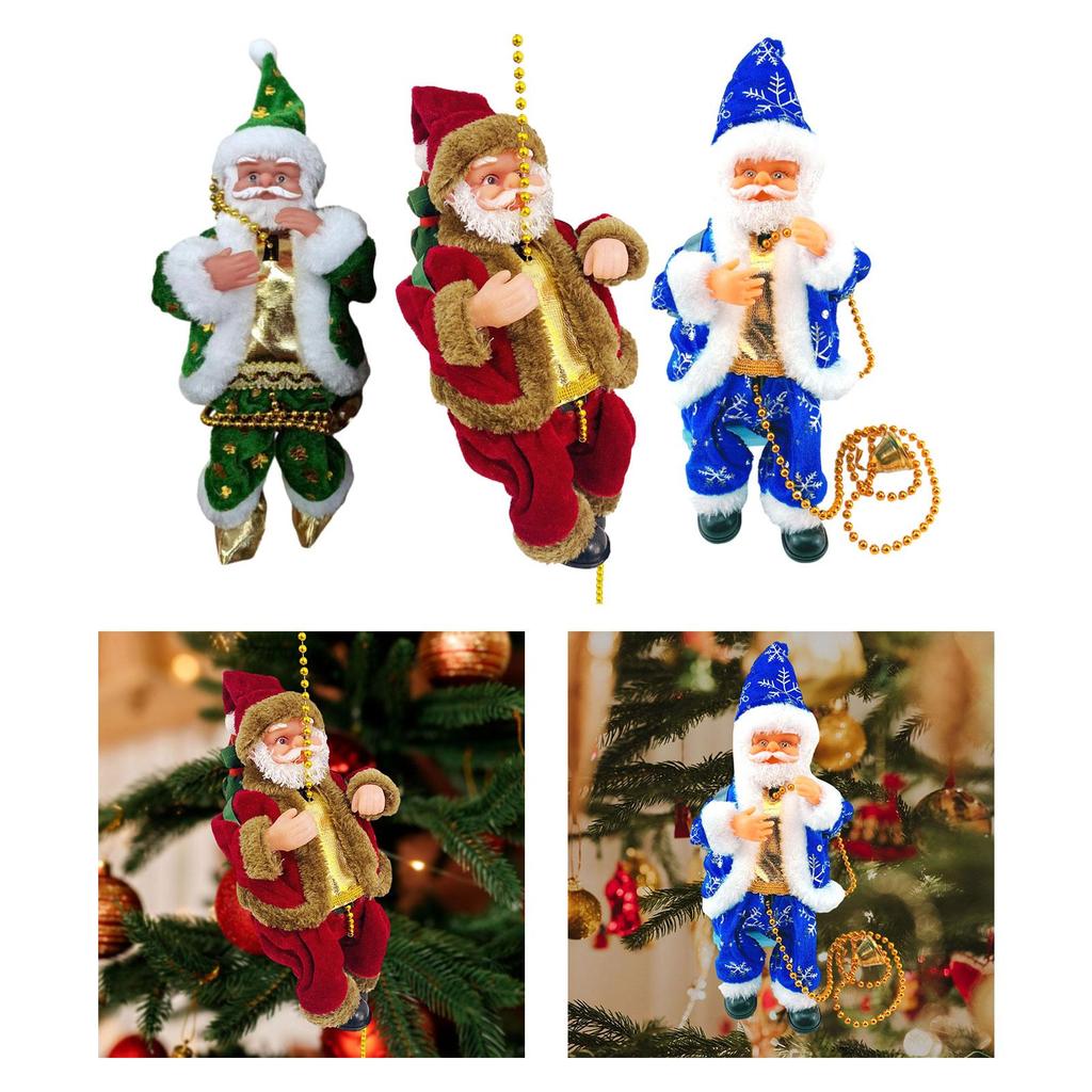 Elektrischer kletternder Weihnachtsmann Cartoon Plüschtier Ornament Weihnachtsdekoration für Weihnachtsbaum Kamin Heimdekoration
