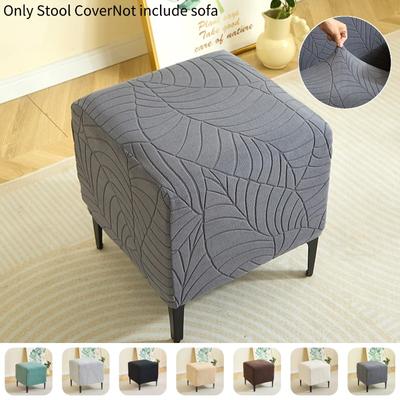 Jacquard Quadratischer Ottoman Hockerbezug Unifarben Elastisch Fußstütze Überzug All-inclusive Schmutzabweisender Fußhockerbezug für Schlafzimmer