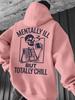 Retro Skull Element Fashionable Hoodie with Fun Letters, Suitable for Casual and Sports Wear, a Must-have Item for Autumn and Winter