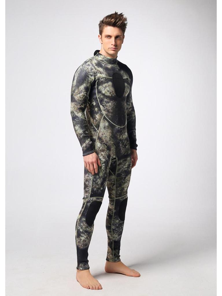 Pánský 1,5mm neoprenový potápěčský oblek Menadi s maskovacím vzorem - Jednodílný neoprenový oblek pro teplo a ochranu před chladem
