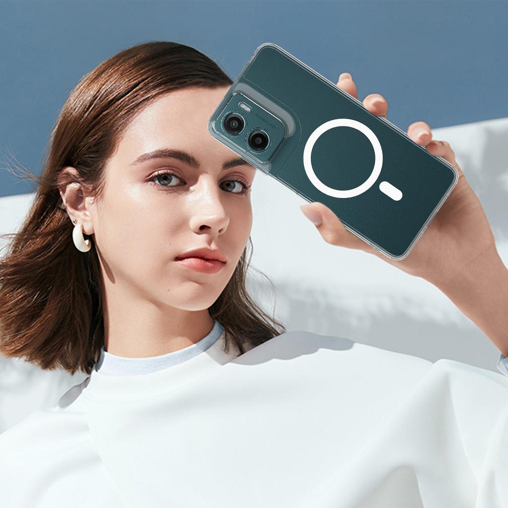 Pro Motorola Moto E15 4G/Motorola Moto G05 4G Průhledný kryt na telefon kompatibilní s MagSafe TPU+Akrylový zadní kryt