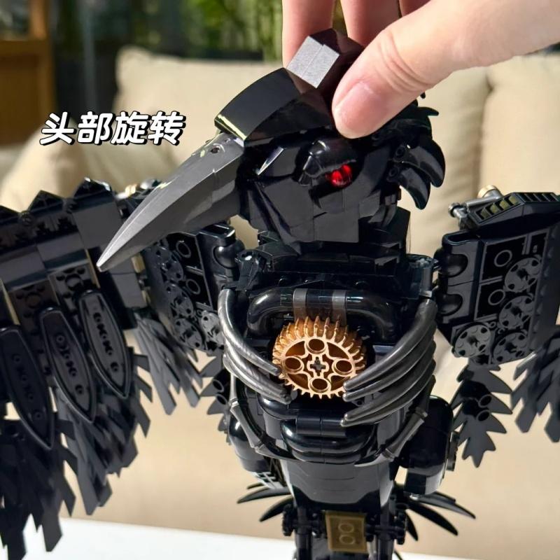 Cyberpunk Mechanical Crow Building Blocks Children's Educational Toys Cool Assembly Model Desktop Ornament Gift