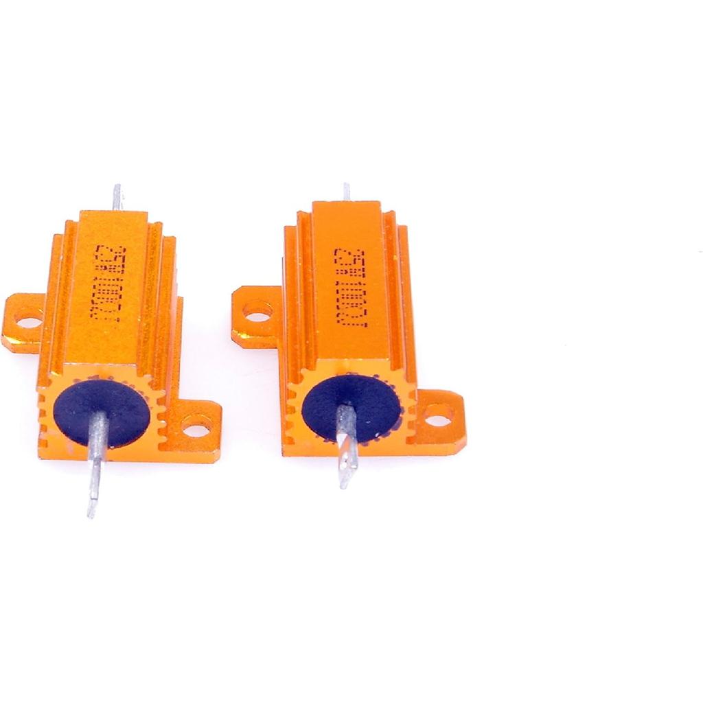 25 Watt 100 Ohm 5% Wirewound Resistor Electronic Aluminium Shell Resistor Gold (Pack of 2)