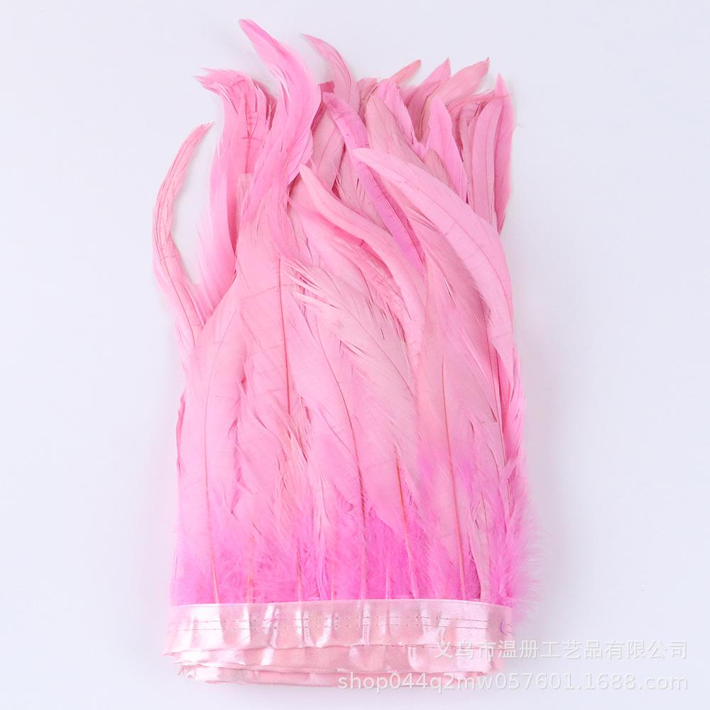 25-30Cm Dyeing Purple Tail Cloth Edge Clothing Accessories Pendant Handicraft Material Chicken Feather Cloth Belt Diy