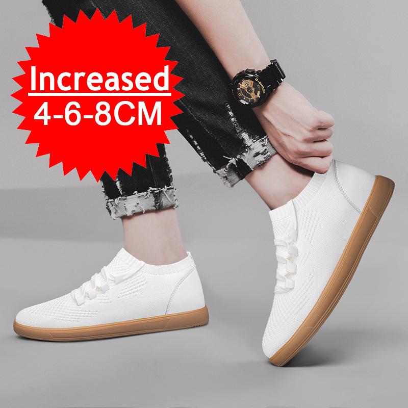Fashion Men Elevator Shoes Breathable Mesh Height Increase Sneakers Shoes Sports Casual Shoes Invisible Inner Heightening 8cm Man Shoes