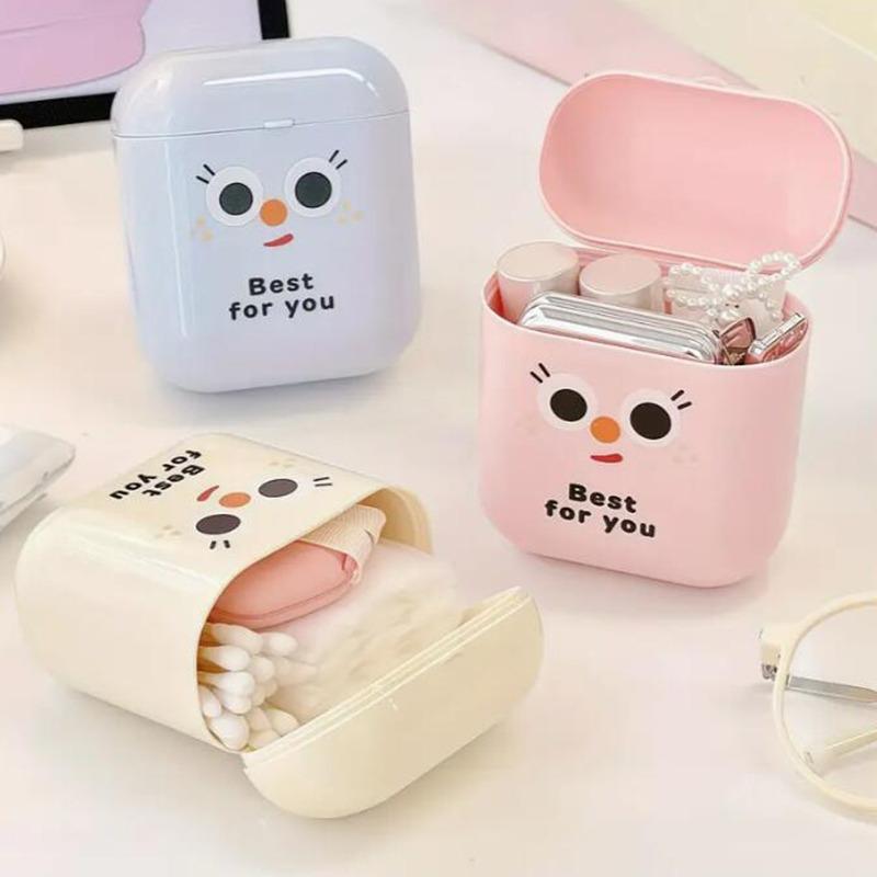 Dopamine Mini Plastic Storage Box Cute Mini Cartoon Small Data Cable Organizer Lightweight Sealed Lipstick Storage Box Students