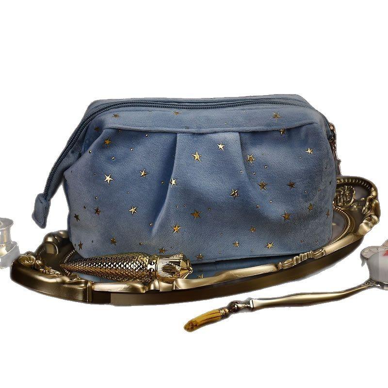 Style Velvet Cosmetic Bag With Spacious Interior For Home And On The Go Use
