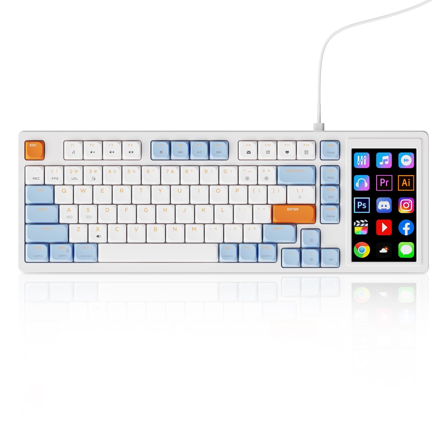 

AKP815 75% Washer Mount Low Shaft Mechanical Keyboard, Full Key Rollover, 4.33 Inch LCD Touch Color Screen, Type-C Wired Connection, ABS Keycaps, RGB
