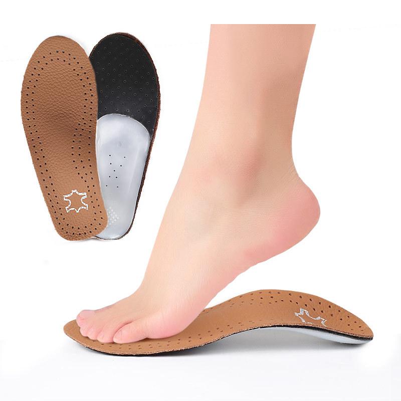Leather Childrens Arch Insole Flat Foot XO Leg Support Orthopedic Pad Shock Absorbing Breathable Full Foot Pad