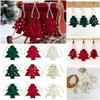 Drawstring Christmas Tree Gift Bags Red Green White Bell Ornament Christmas Drawstring Bag Hanging Decoration Pom Pom Decoration