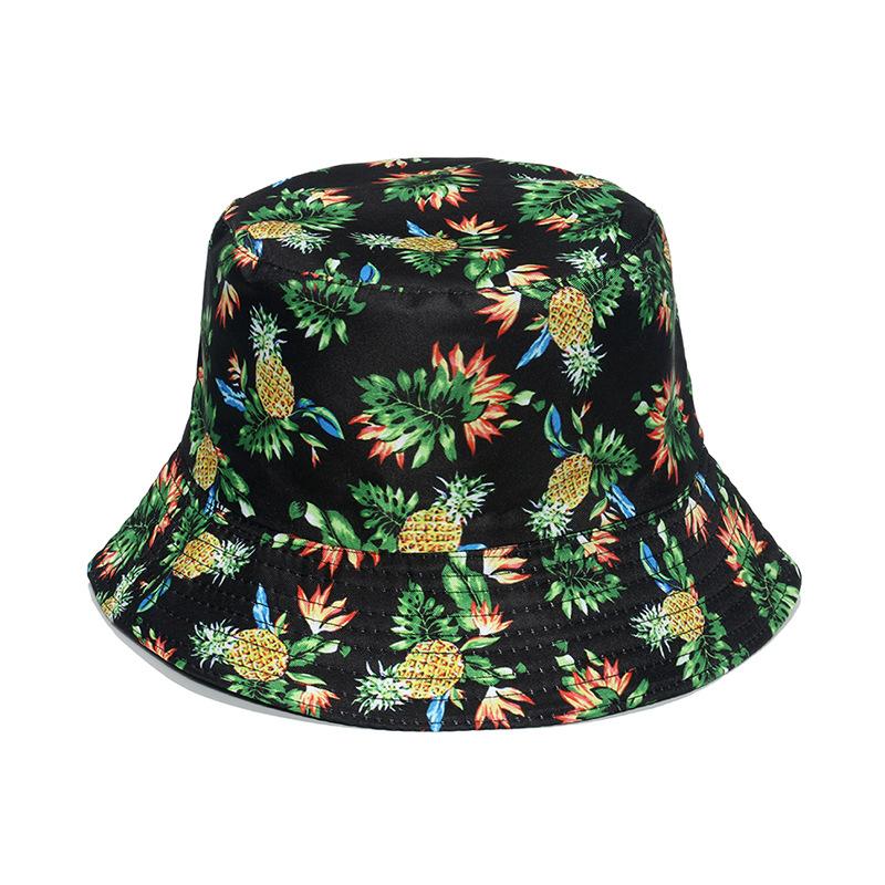 Unisex Vegetables Fruits Print Bucket Hats For Women Girls Summer Double-Sided Foldable Panama Sun Hat Fruit Bob Fisherman Caps