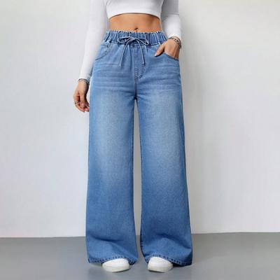 Women's Denim Classic Versatile Elastic Waist Loose Slim Jeans