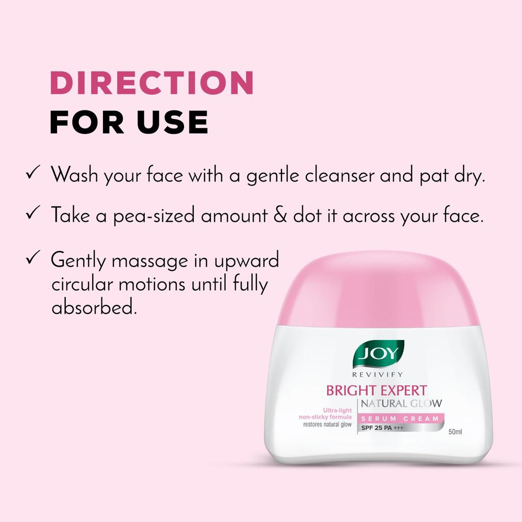 Joy Brightening Face Cream SPF 25 PA+++ With Niacinamide 50ml Pack Of 1 For Natural Glow & Sun Protection