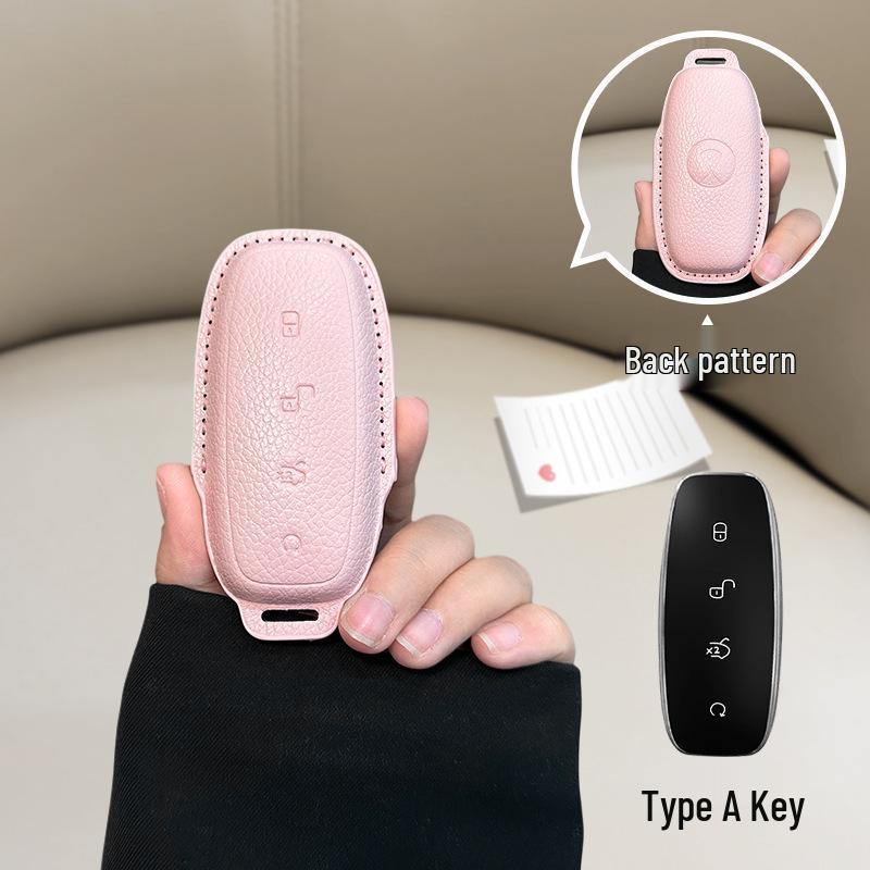 

French Style Leather Key Case for BYD D9/N7/N8 - Full Coverage Remote Control Protective Shell