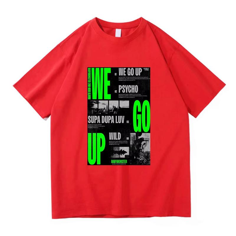 Babymonster Album We Go Up TShirt 2025 Retro UnisexWomen Clothing Vintage Harajuku High Quality Tops for Fans Gifts Cotton TShirts