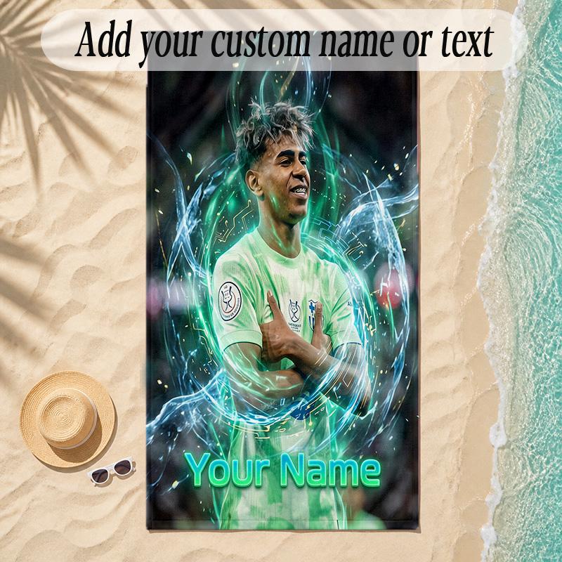 Beach TowelLamine Yamal Custom Name Text Personalized Soft Towel for Beach Pool Indoor Home Decor Gift