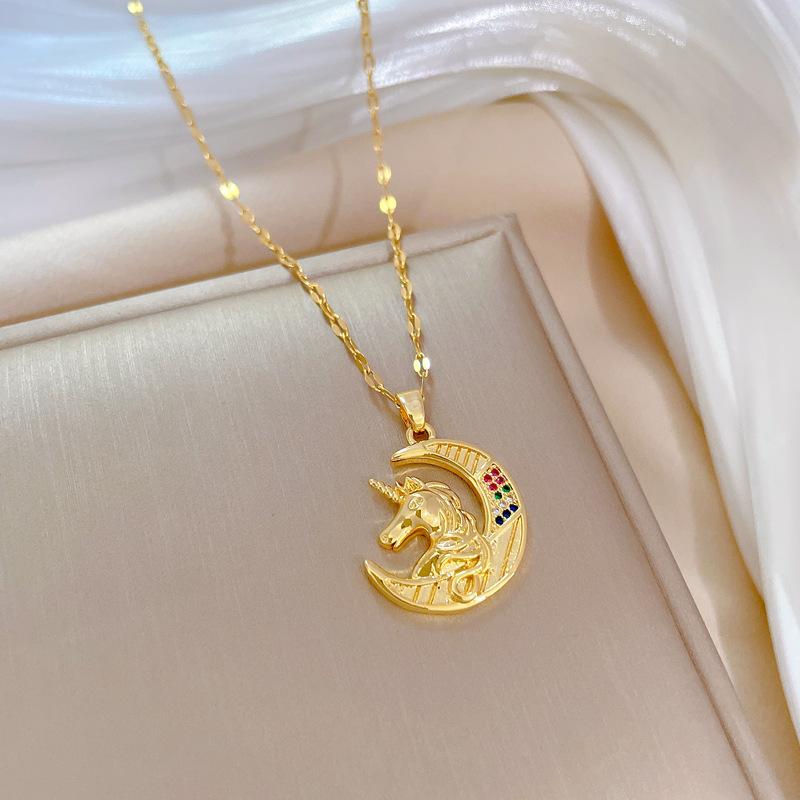

Moon Horse Luxury Banquet Wedding Necklace Women S Versatile Clavicle Chain Titanium Steel Chain