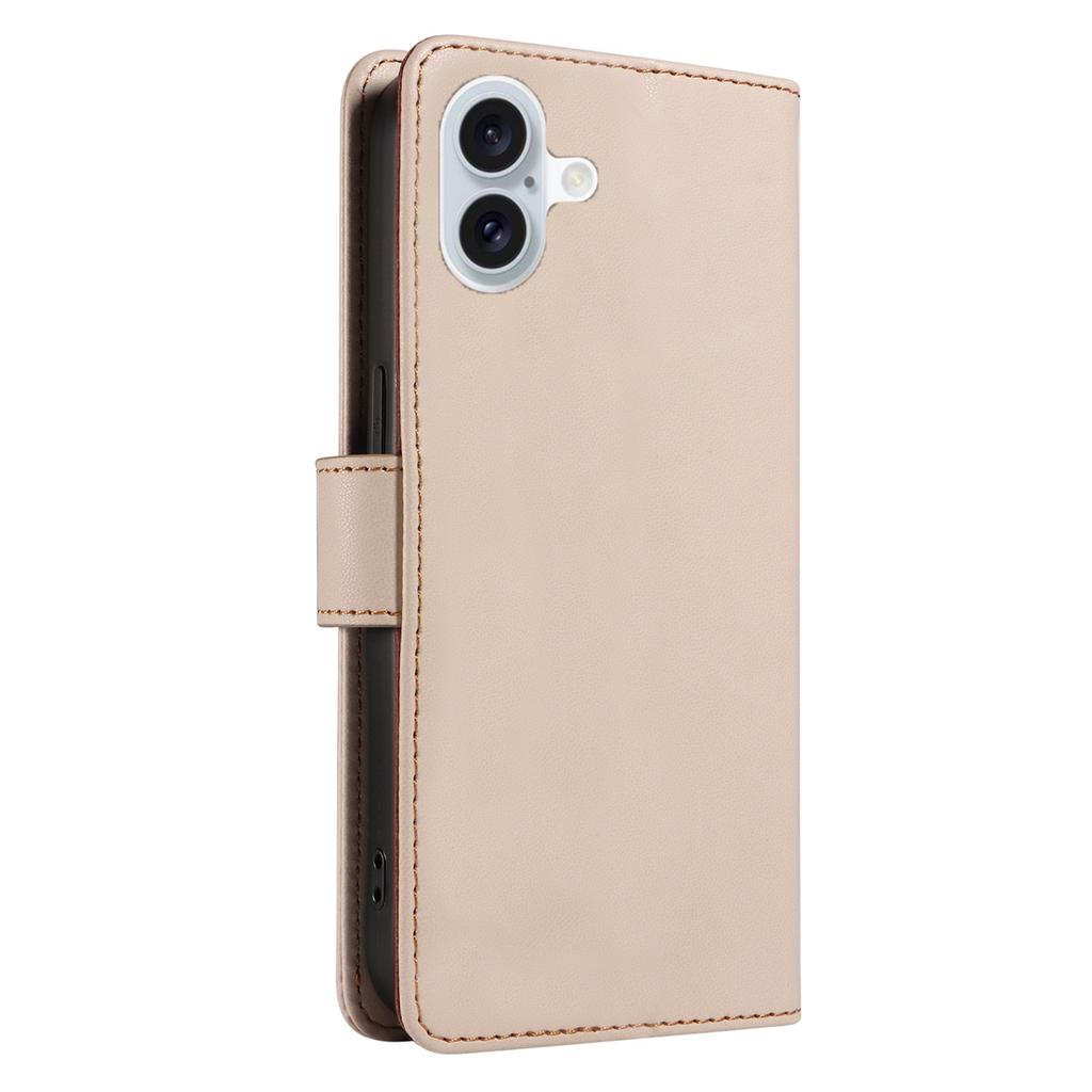 For iPhone 16 Plus Case RFID Blocking PU Leather Wallet Flip Phone Cover with Wrist Strap