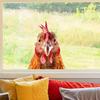 Rooster Window Stickers - Realistic Chicken Head Peeking Static Decal | Farm Animal Novelty Decal for Windows & Glass Doors