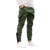 Yousheng Men Cargo Pants Ankle-banded Drawstring Elastic Waist Loose Solid Color Sweatpants with Pockets Retro Style Ankle Length Trousers