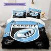 Cardiff Rugby Pattern Bedding Set Quilt Cover Pillowcase Home Decor Gift (1 * Duvet Cover + 2 * Pillowcase, Without Core)