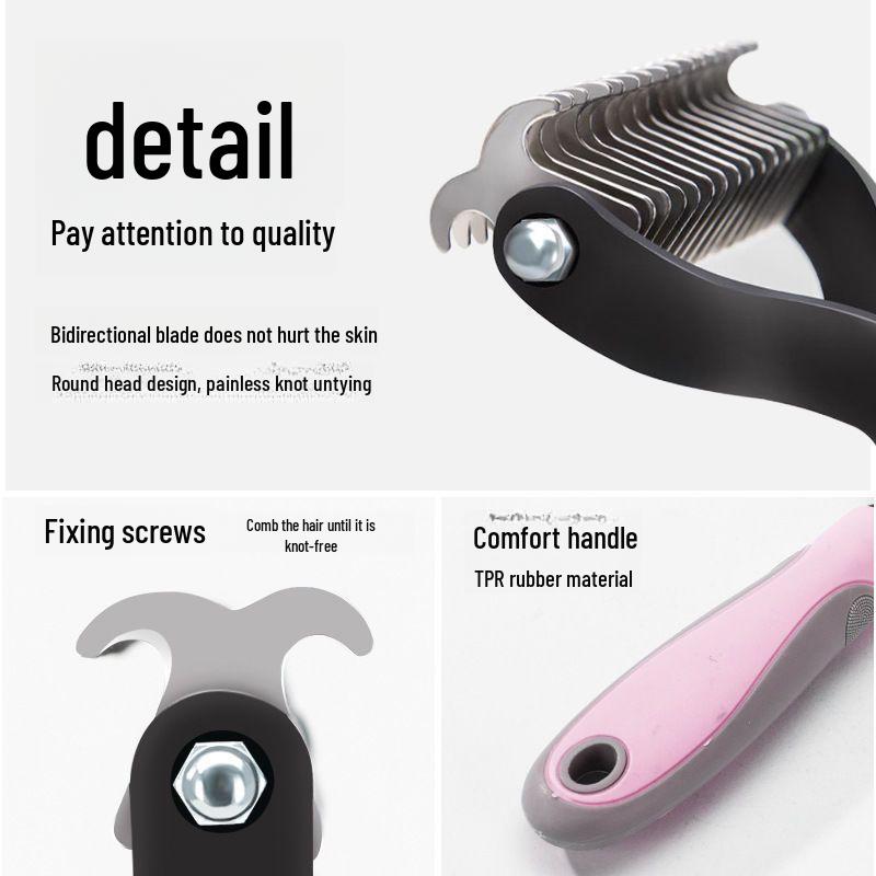 Pet Hair Detangling Comb: Dog & Cat Thinner for Removing Loose Hair
