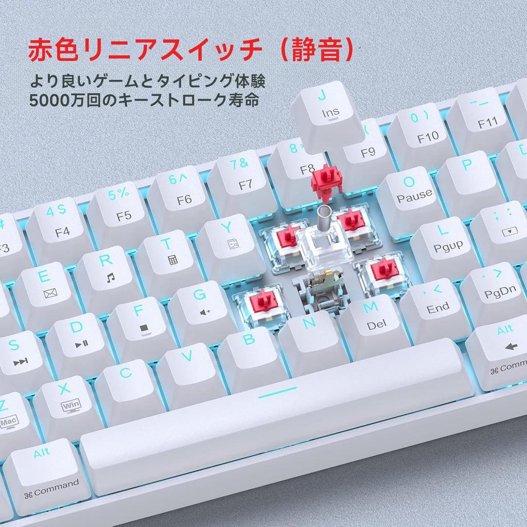 DIERYA Tastatură pentru jocuri Red Axis Mini Tastatură mecanică mică Aspect 61 de taste Aspect engleză Tastatură cu fir Cablu de alimentare USB C detașabil pentru Windows