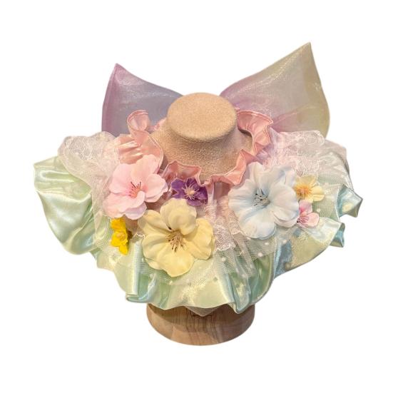 

Cute Lace Cat Bib Sweet Ruffled Pet Bandana Bib Princess Style Pet Bib with Bow Stylish Neck Scarf for Cats Daily Wear Party Dress-Up One Size L