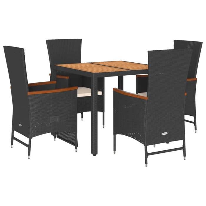 VidaXL 5-Piece Garden Dining Set with Cushions, Patio Table, Patio Furniture, Outdoor Furniture, Black 3277507