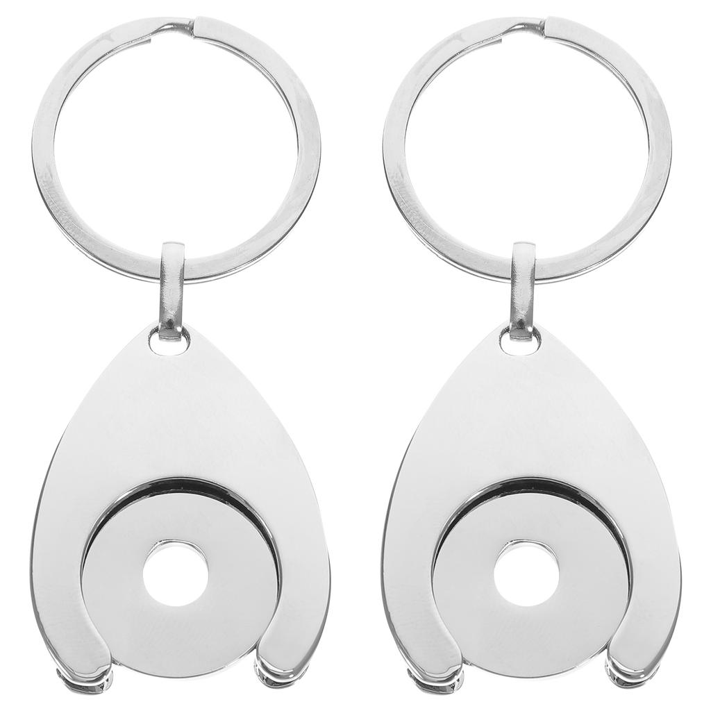 2pcs Trolley Coin Holder Keychains Keyring Coin Holder Supermarket Shopping Cart Chip Charms Metal Keychains Carts Coin Holder