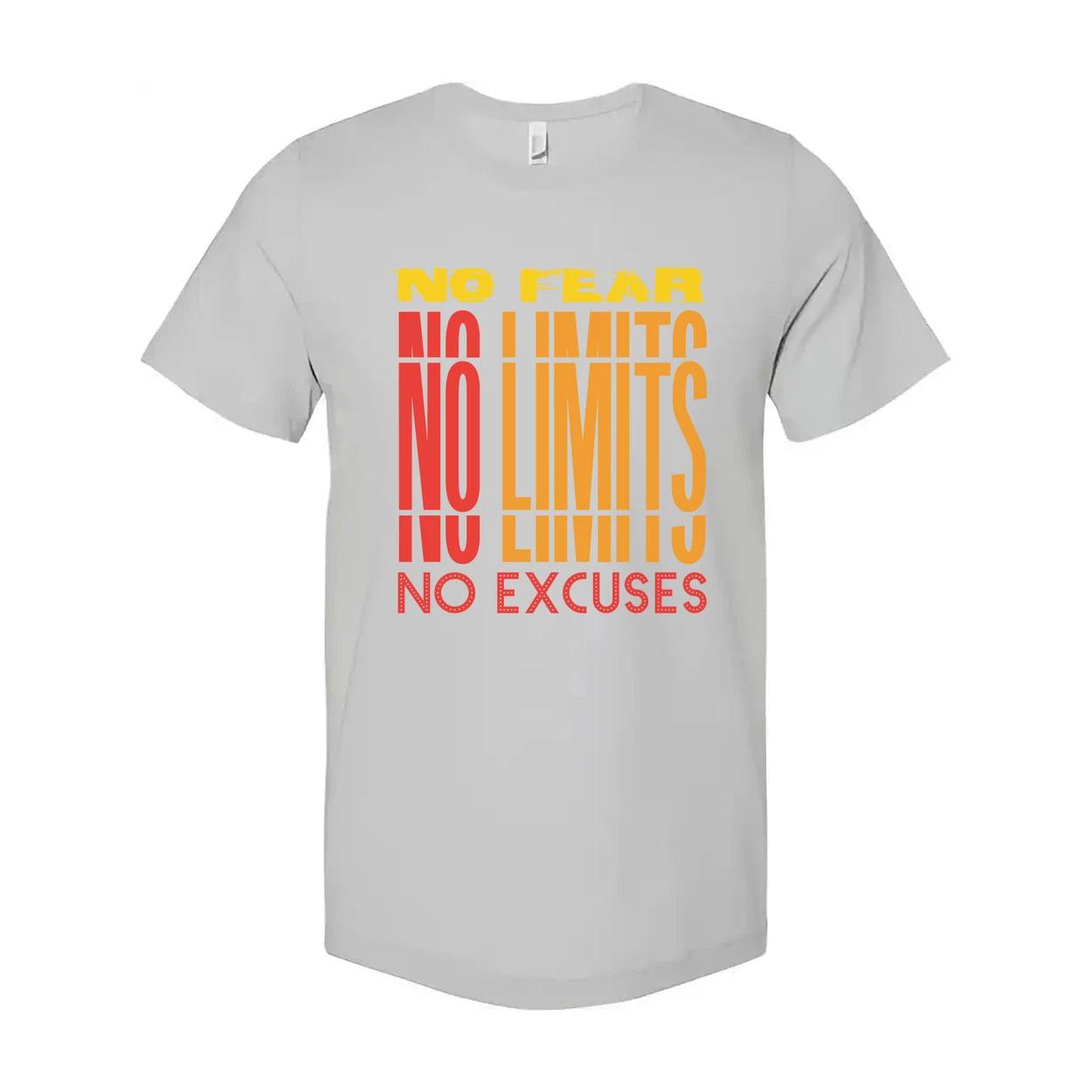 Unisex Short Sleeve Graphic T Shirt With No Fear No Limits No Excuses Everyday W 2XL