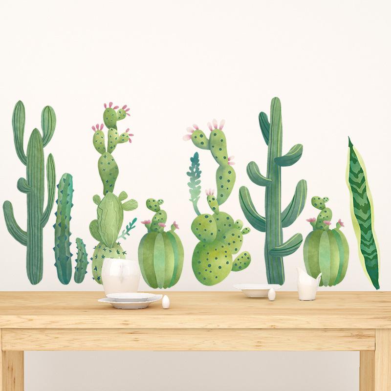 Nordic Tropical Cactus Removable Waterproof Wall Sticker for Skirting Board Creative Home Decor