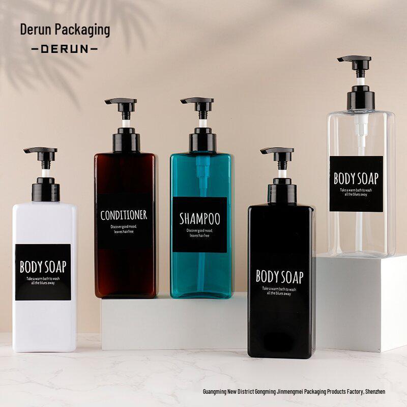 500ml Brown Shampoo & Conditioner Square Refill Bottle with Pump