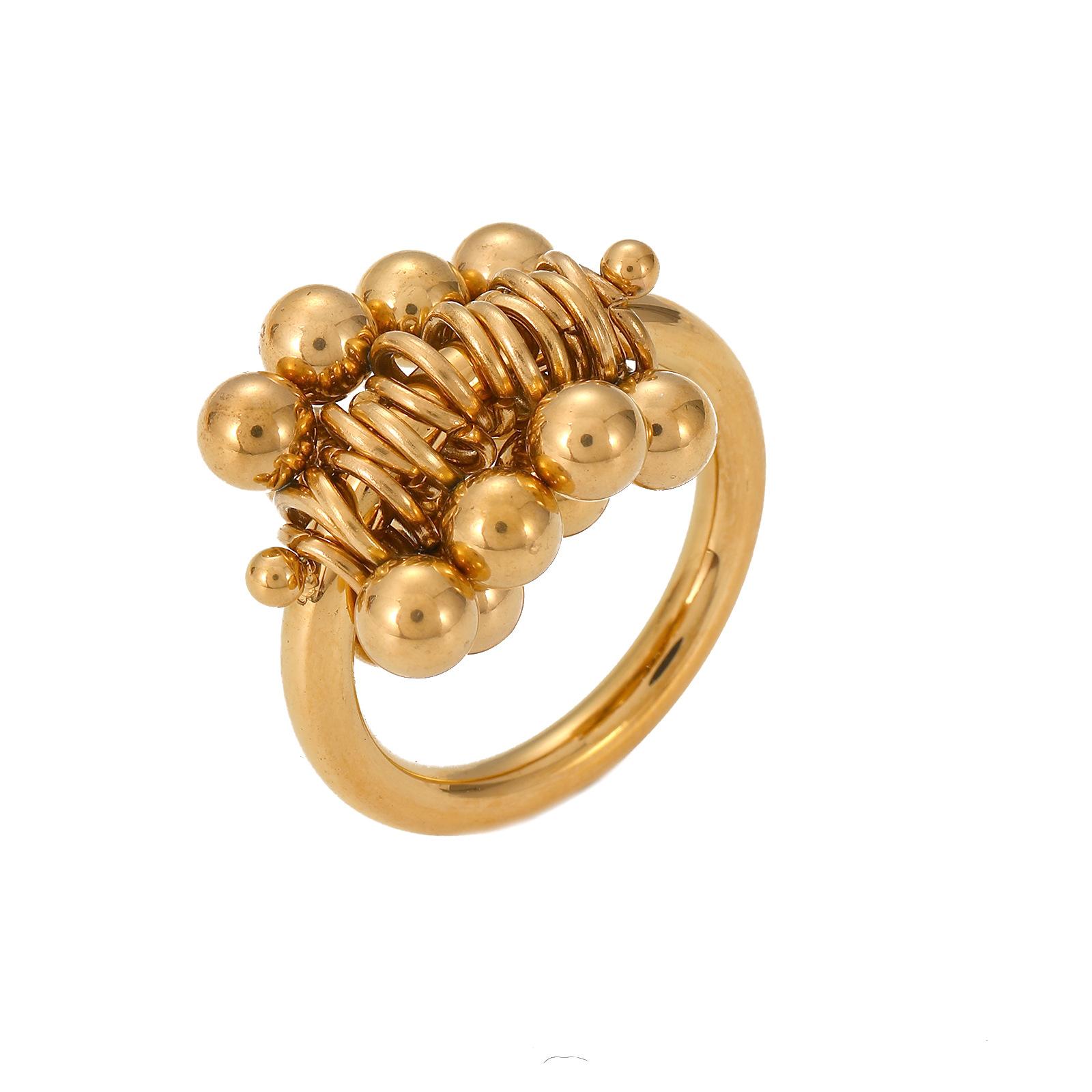 

Новое Темпераментное Преувеличенное Кольцо Женское Нишевое Дизайн Золотое Кольцо Титановая Сталь Не Тускнеет Кольцо на Указательный Палец 8