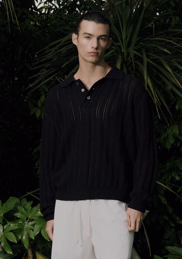 Savage Crochet Knit Pullover - Black Xl(105-110)