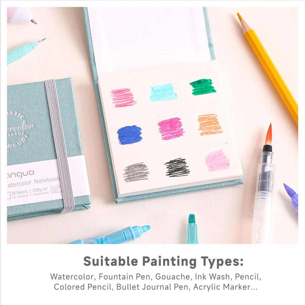 Blue Fruit Watercolor Paint Set for Kids - Solid Colors, Coloring Book, Cartoon Album, and Paintbrush Tool Set