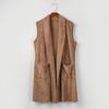 Womens Sleeveless Faux  Cardigan Fluffly Vintage Shaggy Vest Jacket Long Coat