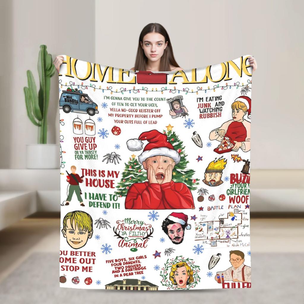 Home Alone  Merry Christmas  Blanket Quality Warm  Bedding Throws Winter Travel Bedroom Aesthetic Bedspread