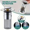 1pc Universal Stainless Steel Basin Strainer - ABS Body, Detachable Basket, Double Layer Filtration, Insect & Odor Prevention for Bathroom/Balcony