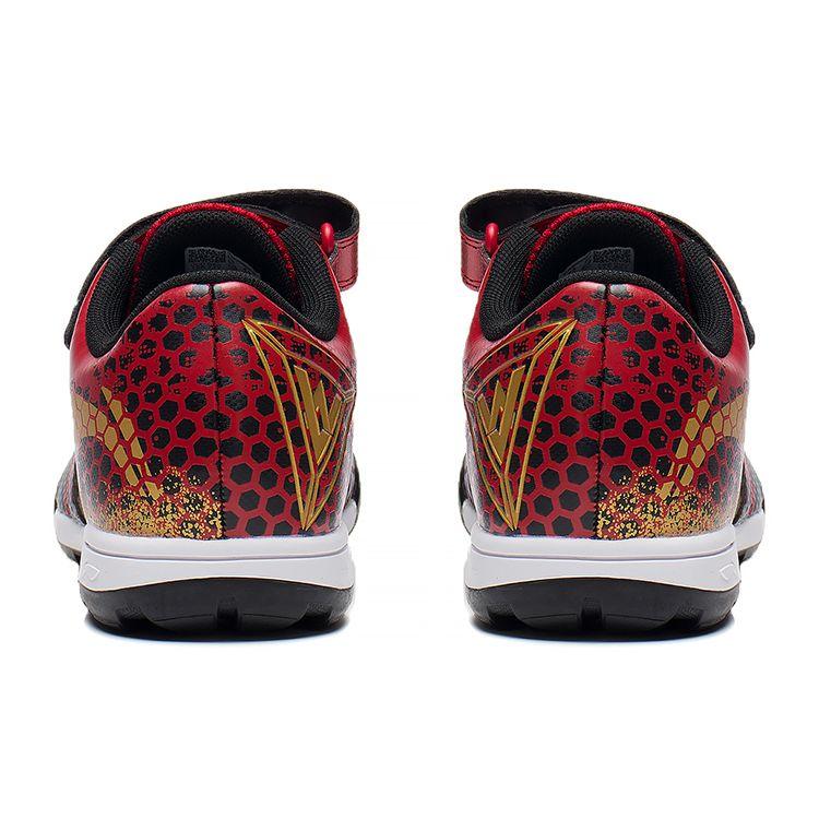 Li Ning Kids Strike Synthetic Leather Color Block Soccer Shoes Kids Soccer Shoes Black Red YKGT010-31