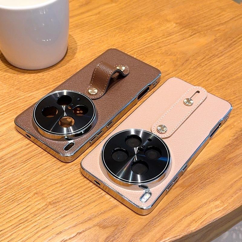 Applicable to Honor 400 wristband mobile phone case Reno11 plain leather lychee pattern Honor 400Pro electroplating reno11Pro