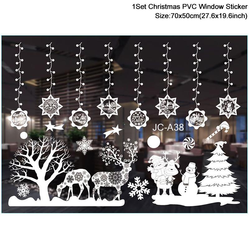 Christmas Window Stickers Santa Claus Snowflake DIY Wall Decal 2026 Christmas Decorations For Home New Year Ornaments Gift 2026