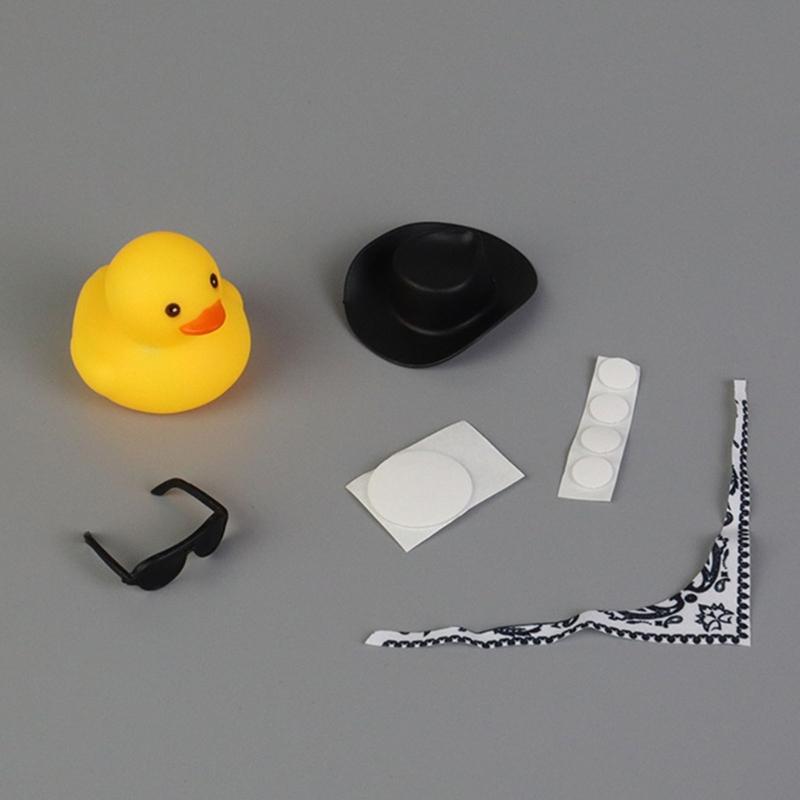 Water Play Duck Ornament with Black Cowboy Hat and Sunglasse Baby Pool Accessories Bathtub Companion For Toddlers