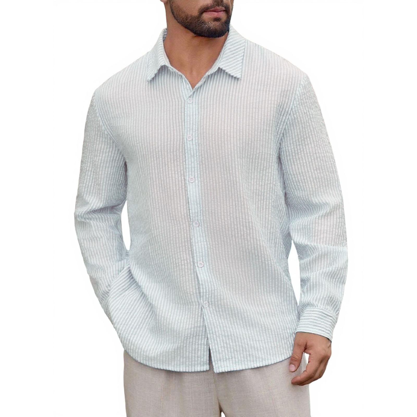 

Мужская Дышащая Повседневная Самосовершенствующаяся Верхняя Одежда с Длинными Рукавами Рубашка XL белый