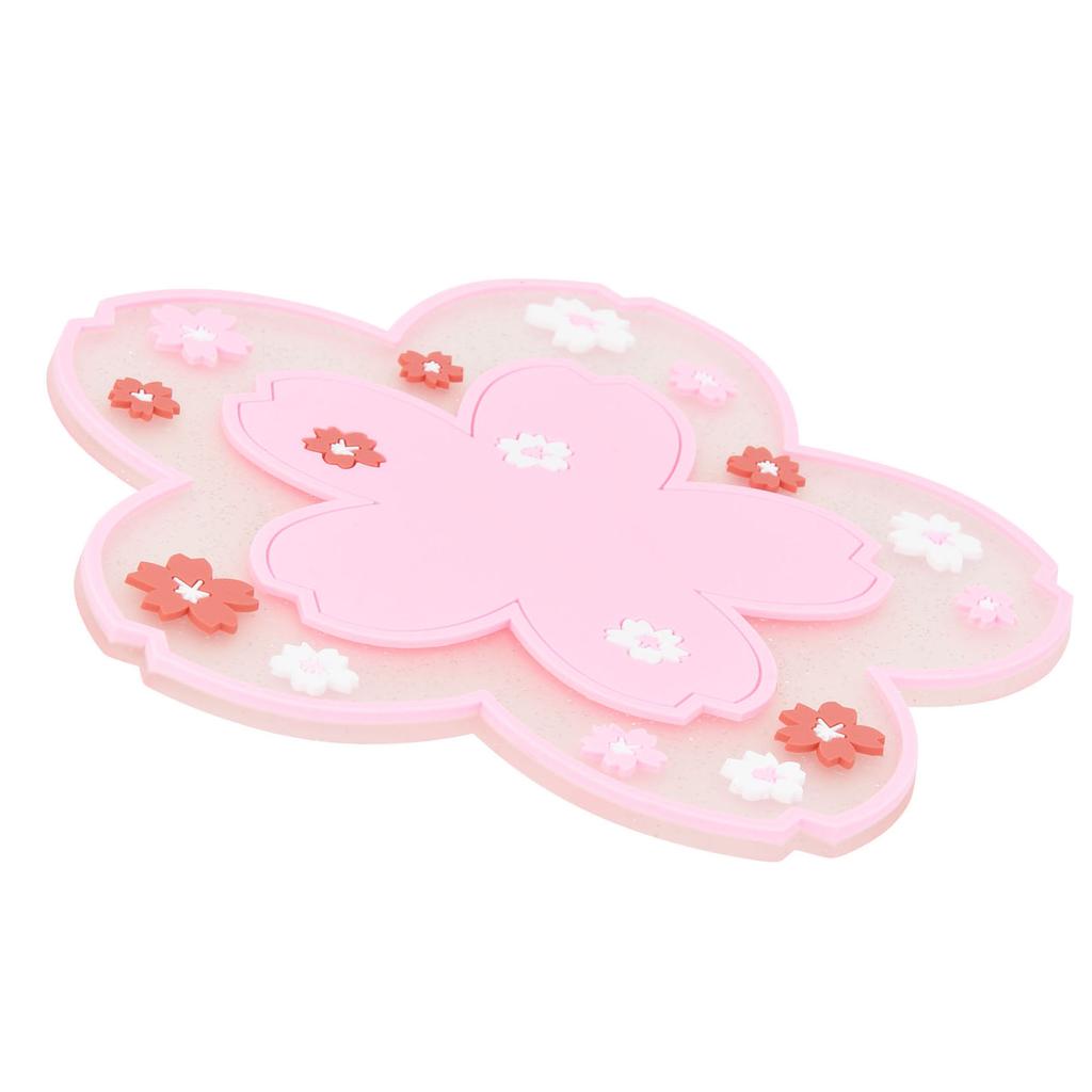 Flower Pattern Coasters Heat Insulation Coaster AntiSlip Cup Mats Tabletop   Prevent Furniture Damage(Pink )